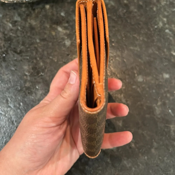 Celine Tri-fold Wallet Vintage 99 Macadam Pattern Leather/PVC Brown - Picture 12 of 13